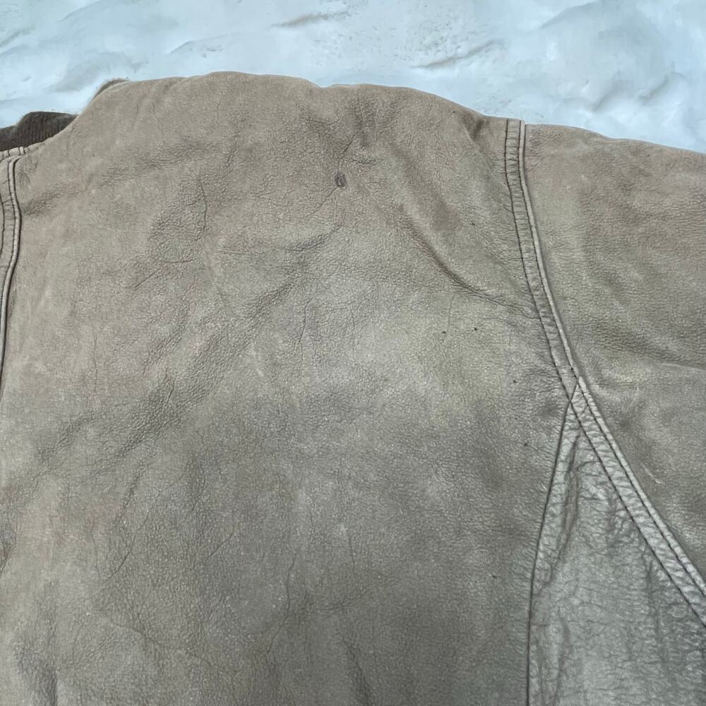 🔥VTG 90s Body Equip Suede Leather Distressed Rusty Bomber Jacket Men’s L- XL - Picture 13 of 16